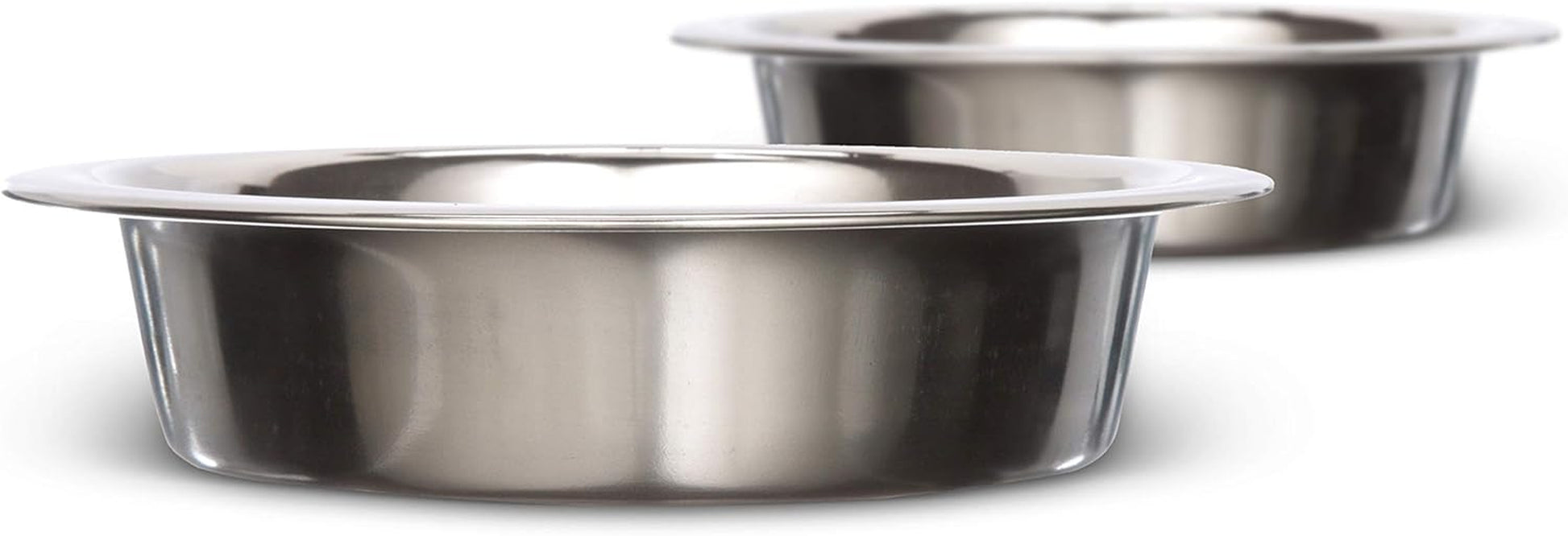 (2pk)1 Cup (8 Oz.) Shallow Stainless Steel Cat Bowls, Set of 2 Neater Feeder Replacement Bowls (Express & Deluxe), Metal Cat Dishes for Food and Water, Whisker Friendly, Dishwasher Safe