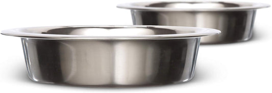 (2pk)1 Cup (8 Oz.) Shallow Stainless Steel Cat Bowls, Set of 2 Neater Feeder Replacement Bowls (Express & Deluxe), Metal Cat Dishes for Food and Water, Whisker Friendly, Dishwasher Safe